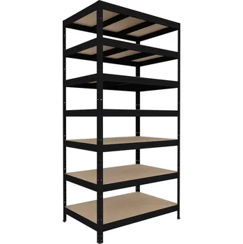 regál Regál do domácnosti Biedrax 35 x 120 x 240 cm, černý, 7 polic MDF, nosnost 200 kg na polici