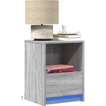 Noční stolek Noční stolky s LED osvětlením, 2 ks, šedý dub sonoma