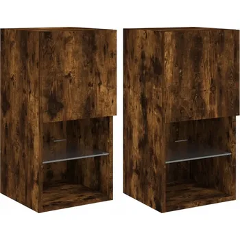 Televizní stolek TV stolek s LED osvětlením, kouřový dub, 30,5x30x60 cm