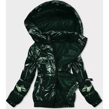 Lesklá zelená prošívaná bunda s kapucí (BR9788-10) odstíny zelené 52