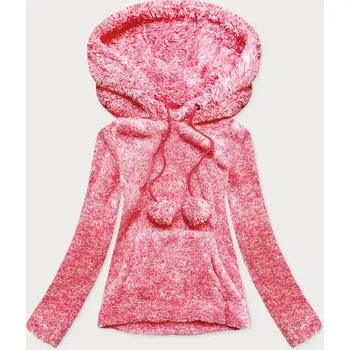 Dámská mikina Červená melanžová dámská plyšová mikina (HH034-5) odstíny červené L (40)