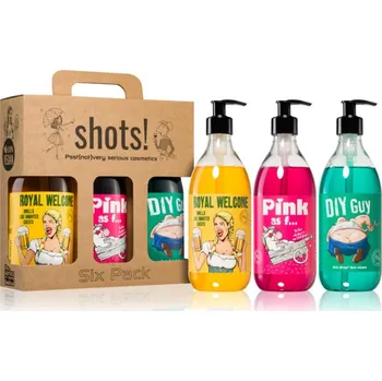 Kosmetická sada LaQ Shots! LaQ Shots! DIY Guy osvěžující sprchový gel 500 ml + LaQ Shots! Royal Welcome svěží sprchový gel 500 ml + LaQ Shots! Pink As F... energizující sprchový gel 500 ml kosmetická sada