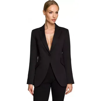 Dámské sako M701 Sako s jedním knoflíkem a asymetrickými kapsami - černé EU L