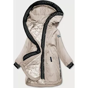 Dámská bunda Tmavě béžová dámská bunda s ozdobnou lemovkou (B8150-12) odstíny béžové 50