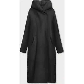 Dámská bunda Dlouhý černý přehoz přes oblečení s kapucí (B6010-1) odstíny černé XXL (44)