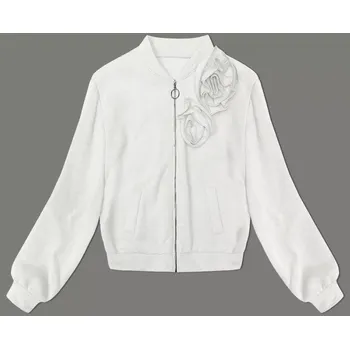 Dámská mikina Úpletová mikina v barvě ecru s růžemi (16023) odstíny bílé uni velikost