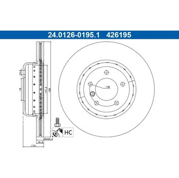 Brzdový kotouč Brzdový kotouč ATE 24.0126-0195.2