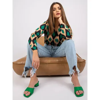 Dámská košile Halenka DHJ BZ 15256.53P černozelená jedna velikost