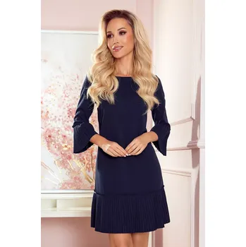 Dámské šaty LUCY - Tmavě modré pohodlné dámské plisované šaty 228-9 Možnost: S