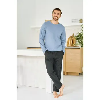 Pánské pyžamo 3474 PÁNSKÉ DLOUHÉ PYŽAMO LORENZO M-2XL Modrá 2XL