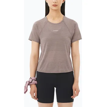 Dámské oblečení Dámské běžecké tričko Salomon Shakeout Air Cropp iron