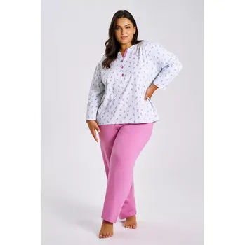 Pánské pyžamo 3462 DÁMSKÉ DLOUHÉ PYŽAMO YOLANDA 2XL-4XL Modrá 2XL