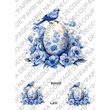 Výtvarný papír Rýžový a soft papír na decoupage - Velikonoce modré - KB4757 Materiál: Soft, Rozměr: A4