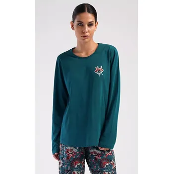 Pánská móda Dámské pyžamo dlouhé Ines petrolejová 4XL