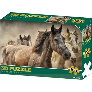 Puzzle PUZZLE 3D Koně 31x23cm 100 dílků skládačka v krabici