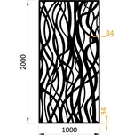 designový plech, laserem vypálený vzor 1264 - ocelový děrovaný plech, designová výplň, rozměr 1000 x 2000 x 2,5 mm, bez povrchové úpravy