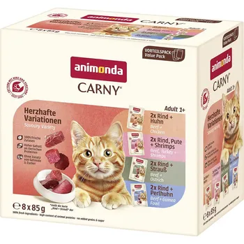 Krmivo pro kočku animonda Carny Adult Herzhafte Variante, kombinované balení 16× 85 g