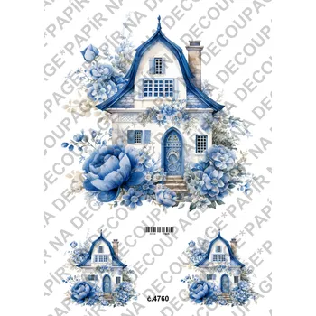 Umělecký papír Rýžový a soft papír na decoupage - Velikonoce modré - KB4760 Materiál: Soft, Rozměr: A4