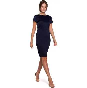 Dámské šaty K041 Plášťové šaty s kapucí na zádech - tmavě modré EU XL