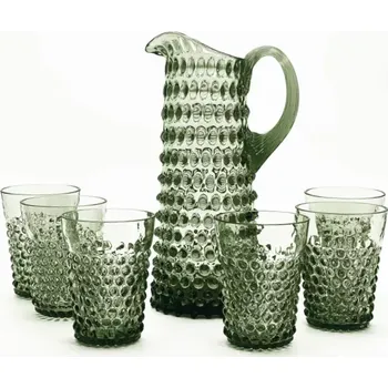 přísavka na sklo Nápojová souprava Ananas Hobnail 1+6 - lesní zelená | 124974