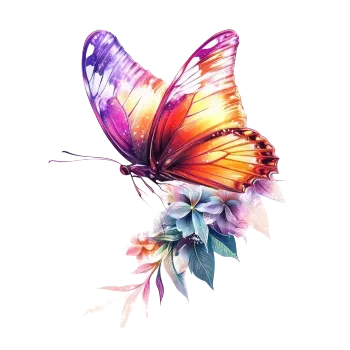 Nažehlovací obrázek - motýl a květy (18,0 x 18,0 cm)