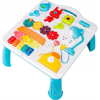 Hračka pro nejmenší Vzdělávací interaktivní stolek, varhánky, lampička SVÍTÍ, Toustovač, ZÁMEK NA KLÍČ