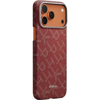 Pouzdro na mobilní telefon Pitaka Ultra-Slim Case MagSafe kryt iPhone 17 Pro Monogram-Gold/Red