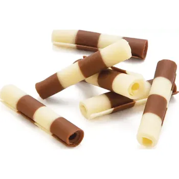 Jedlá dekorace na dort Dekorace čokoládová Ruličky Thuja 40 ks