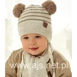 AJS sada 48-317 Chlapecká čepice+šátek šedá 40-42 cm
