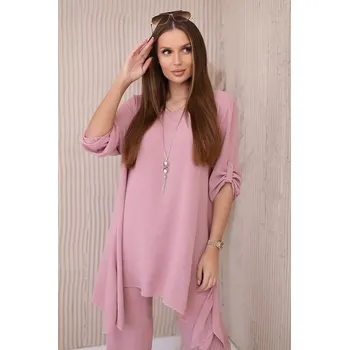 Sada halenky + kalhot s přívěskem pudrově růžová UNI