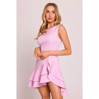 Dámské šaty M850 Volánové mini šaty - cukrově růžové EU S