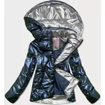 Tmavě modrá krátká lesklá dámská bunda (W586) odstíny modré XL (42)