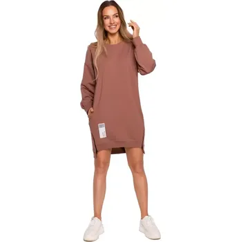 Dámský svetr M676 Svetr tunika se zipy - čokoládová EU XL