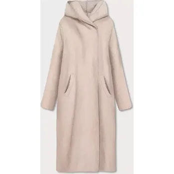Dámská bunda Světle béžový dlouhý přehoz přes oblečení s kapucí (B6010-51) odstíny béžové M (38)