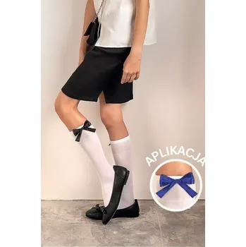 Dětské podkolenky s našitou mašlí RIVETTE DR2527 bianco 18-22