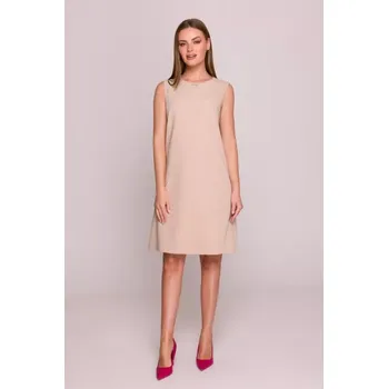 Dámské šaty S408 Šaty bez rukávů - béžové EU S