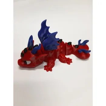 Drak nový 3D tisk PetG/PLA Barva: červeno modrá, Velikost: Dekorace