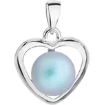 Stříbrný přívěsek se světle modrou matnou Swarovski perlou srdce 34246.3