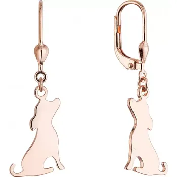 Náušnice Pozlacené stříbrné náušnice psi 61130 rose gold