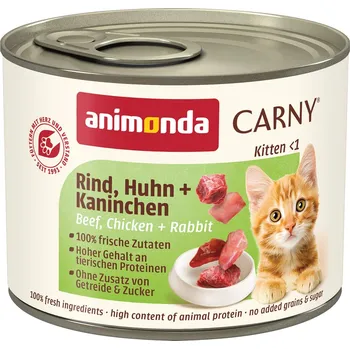 Krmivo pro kočku Animonda Carny Kitten hovězí, kuřecí a králičí maso 12 × 200 g