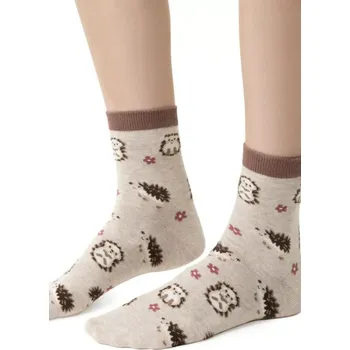 Pánské ponožky Dámské vzorované ponožky 099 SVĚTLE BÉŽOVÁ MELANŽ 38-40