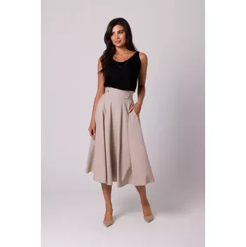 Dámské oblečení B265 Sukně s vysokým pasem - béžová EU S