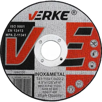 Řezný kotouč Řezný kotouč na ocel a nerez 115x1,0x22,2mm, Verke V44100