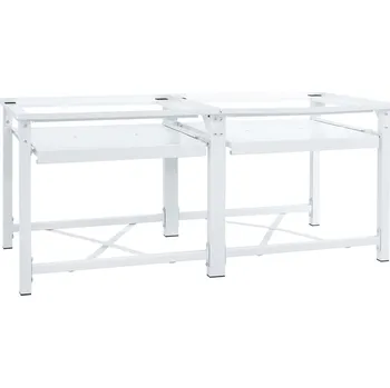 vidaXL Dvojitý podstavec pod pračku s výsuvnými policemi bílý