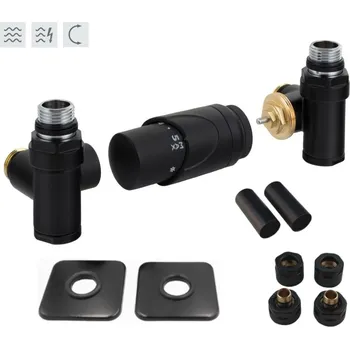 Hlavice pro radiátor Hopa INTEGRATO-SADA, universální rohový ventil s mosaznou rozetou, Černá