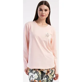 Pánská móda Dámské pyžamo dlouhé Mariana světle lososová 4XL