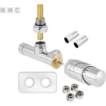 Hlavice pro radiátor Hopa ONE-SADA, universální jednobodový ventil s mosaznou rozetou, Chrom