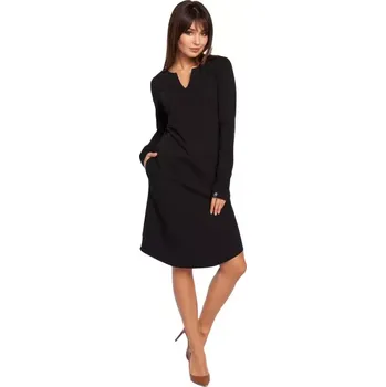 Dámské šaty B017 Šaty s výstřihem - černé EU M