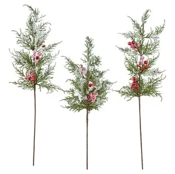 umělá květina Větev z túje zasněžená 75 cm, set 3 ks