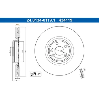 Brzdový kotouč Brzdový kotouč ATE 24.0134-0119.1